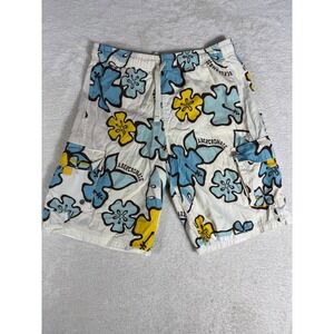 Abercrombie Board Shorts Mens XL White Blue Floral Good Y2K Hibiscus Surf Trunks